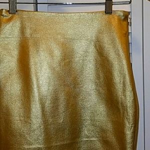 Gold mini pencil skirt